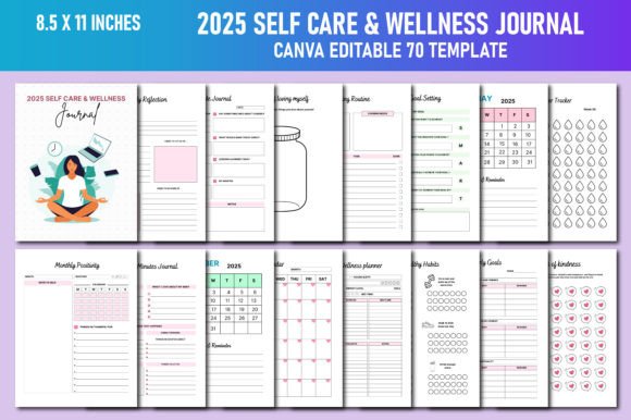 2025 Self Care Wellness Journal Canva