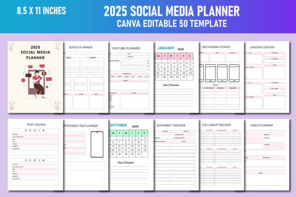 2025 Social Media Planner Canva KDP