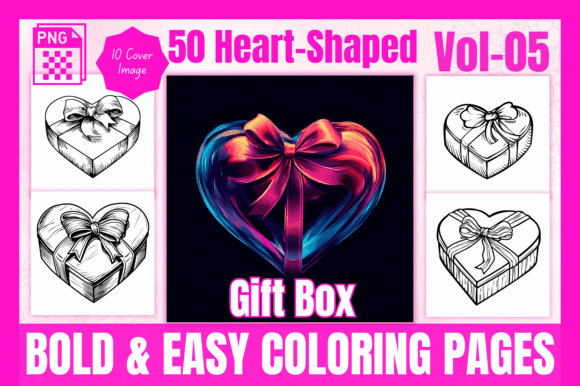 Heart Gift Box - B E Coloring Pages V-05: A Creative Resource for All Ages