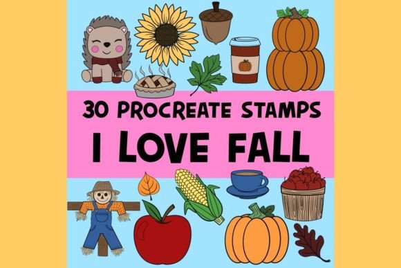 I Love Fall Procreate Stamps KDP Use