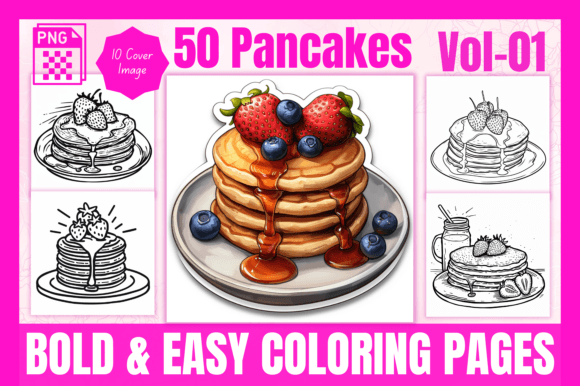 Pancake - Bold Easy Coloring Page V-01